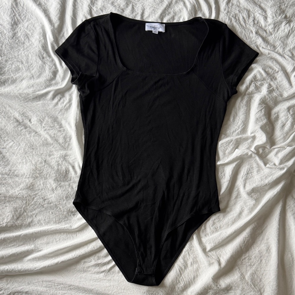 Black Ribbed Women's Bodysuit